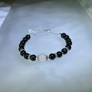Rainbow Eye Obsidian Moonstone Bead Bracelet 彩眼黑曜石月光石珠链手链