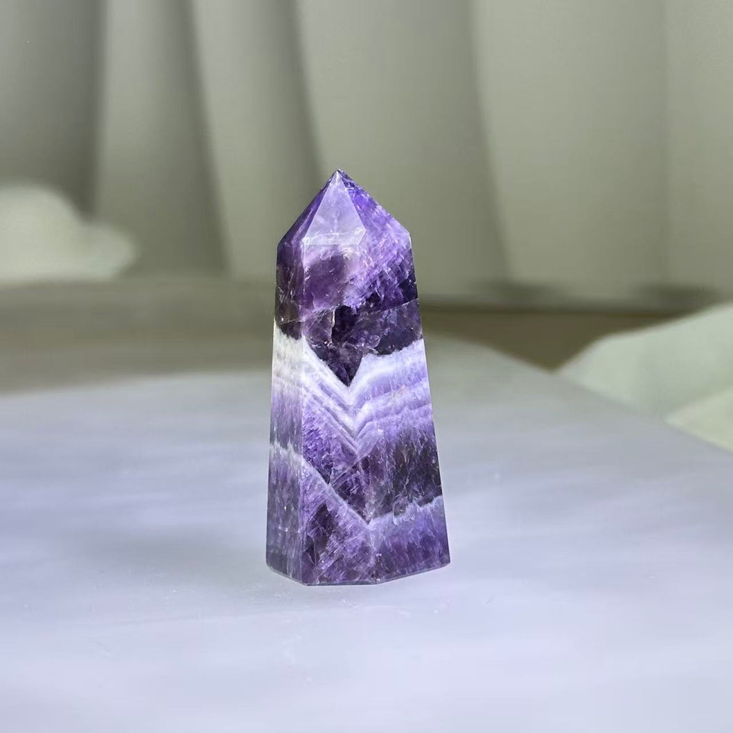 Chevron Amethyst Pointed Tower 梦幻紫水晶单尖六棱柱