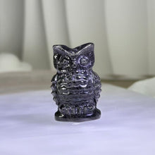 Load image into Gallery viewer, Silver Sheen Obsidian Owl Figurine 银眼黑曜石猫头鹰小摆件
