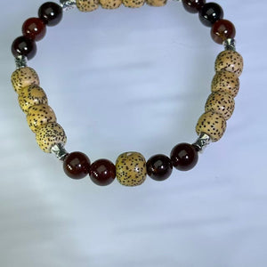 Orange Spessartite Garnet &amp; Star &amp; Moon Bodhi Seed Bracelet 橙红石榴石星月菩提手串