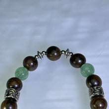 Load image into Gallery viewer, Agate Dzi, Green Strawberry Quartz &amp; Sandalwood Bead Bracelet 玛瑙天珠紫檀木绿色草莓晶手串
