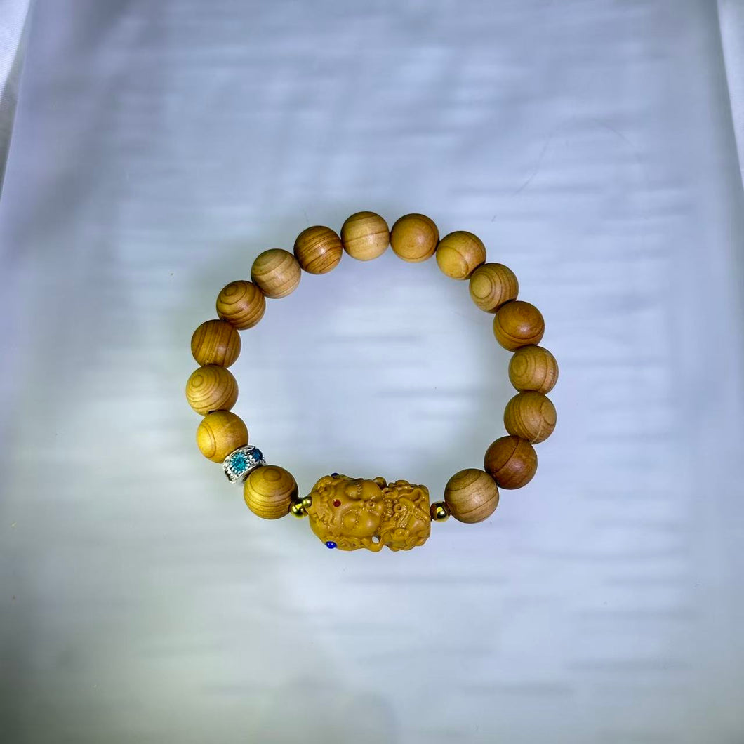 Cypress Zashi Lhamo Bead Bracelet 崖柏木扎基拉姆手串