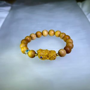 Cypress Zashi Lhamo Bead Bracelet 崖柏木扎基拉姆手串