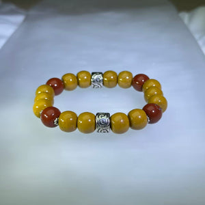 Yellow Red Jasper Bead Bracelet 黄红阿拉善玛瑙手串