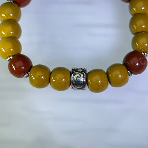 Yellow Red Jasper Bead Bracelet 黄红阿拉善玛瑙手串