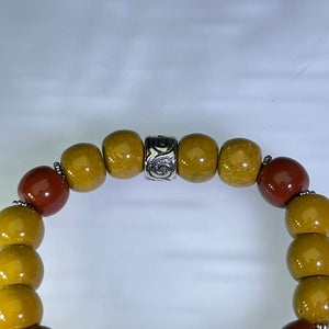 Yellow Red Jasper Bead Bracelet 黄红阿拉善玛瑙手串