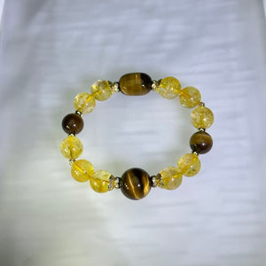 Citrine &amp; Yellow Tiger’s Eye Bead Bracelet 黄水晶黄虎眼手串
