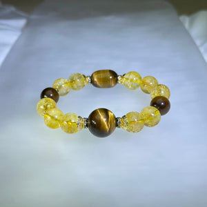 Citrine &amp; Yellow Tiger’s Eye Bead Bracelet 黄水晶黄虎眼手串