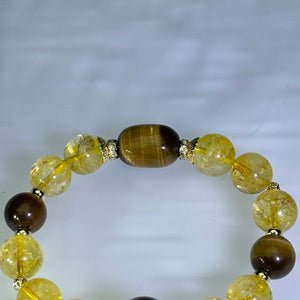 Citrine &amp; Yellow Tiger’s Eye Bead Bracelet 黄水晶黄虎眼手串