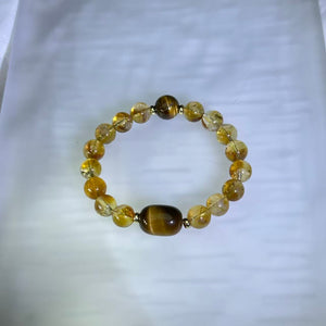 Citrine &amp; Yellow Tiger’s Eye Bead Bracelet 黄水晶黄虎眼手串