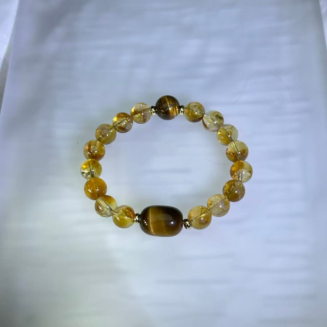 Citrine & Yellow Tiger’s Eye Bead Bracelet 黄水晶黄虎眼手串