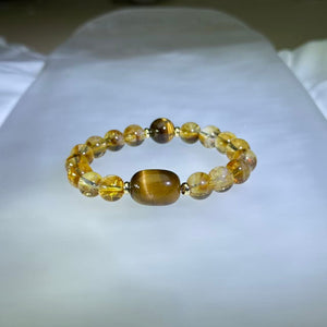Citrine &amp; Yellow Tiger’s Eye Bead Bracelet 黄水晶黄虎眼手串