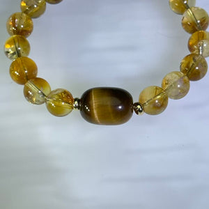 Citrine &amp; Yellow Tiger’s Eye Bead Bracelet 黄水晶黄虎眼手串