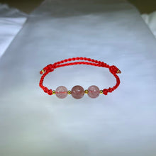 Load image into Gallery viewer, Red Strawberry Quartz Handwoven Bracelet 红色草莓晶手编手链
