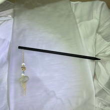 Load image into Gallery viewer, Green Jade Dragon Turtle Ebony Hair Pin 糯冰油青翡翠龙龟乌木发簪
