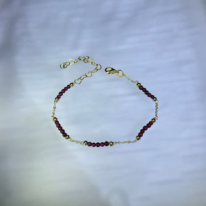 Purple Pyrope Garnet Bead Bracelet 紫牙乌石榴石小圆珠手链