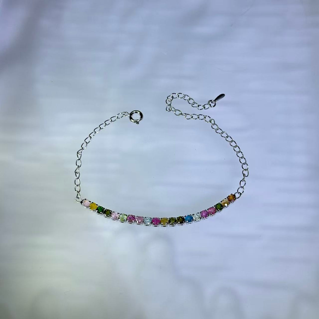 Rainbow Tourmaline Bracelet 彩虹碧玺镶嵌手链