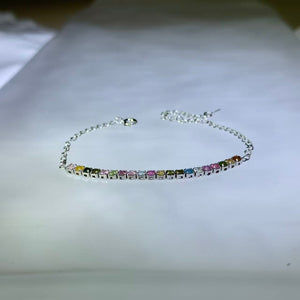 Rainbow Tourmaline Bracelet 彩虹碧玺镶嵌手链