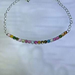 Rainbow Tourmaline Bracelet 彩虹碧玺镶嵌手链