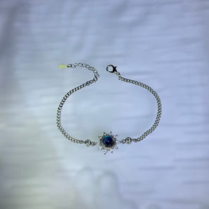 Blue Flash Labradorite Sunflower Bracelet 强蓝光拉长石灰月光石镶嵌太阳花手链