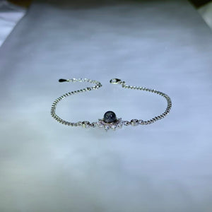 Blue Flash Labradorite Sunflower Bracelet 强蓝光拉长石灰月光石镶嵌太阳花手链