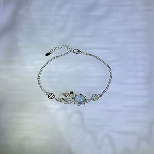 Aquamarine Goldfish Bracelet 海蓝宝镶嵌金鱼手链