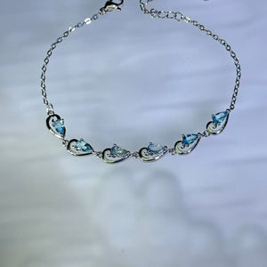 Swiss Blue Topaz Wave Bracelet 瑞士蓝托帕石镶嵌波浪手链
