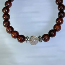 Load image into Gallery viewer, Copper Rutilated Quartz &amp; Sandalwood Bead Bracelet 铜发晶紫檀木手串
