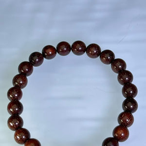 Copper Rutilated Quartz &amp; Sandalwood Bead Bracelet 铜发晶紫檀木手串
