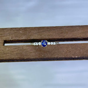 Blue Sapphire Adjustable Ring 蓝色蓝宝石镶活口戒指