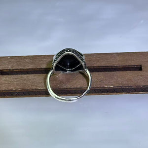 Green Nephrite Adjustable Ring 和田玉碧玉镶嵌活口戒指