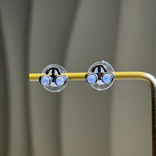 Load image into Gallery viewer, Moonstone Car Silver Stud Earrings 月光石镶嵌小汽车银耳钉
