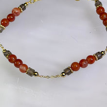 Load image into Gallery viewer, Carnelian and Smoky Quartz Bracelet 南红玛瑙茶晶手链
