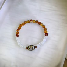 Load image into Gallery viewer, Carnelian White Agate and Dzi Tooth Bead Bracelet 红玛瑙白玛瑙虎牙天珠手串
