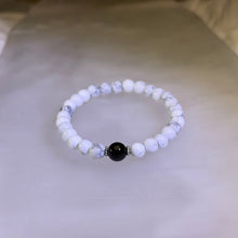 Load image into Gallery viewer, Howlite Obsidian Beaded Bracelet 白松石黑曜石手串
