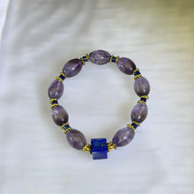 Load image into Gallery viewer, Amethyst Lapis Lazuli Beaded Bracelet 紫水晶青金石手串
