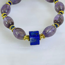 Load image into Gallery viewer, Amethyst Lapis Lazuli Beaded Bracelet 紫水晶青金石手串
