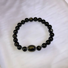 Load image into Gallery viewer, Golden Sheen Obsidian Beaded Bracelet 金眼黑曜石手串

