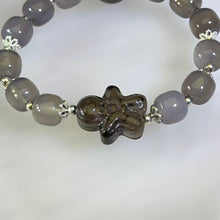 Load image into Gallery viewer, Gingerman Smoky Quartz Gray Agate Beaded Bracelet 灰玛瑙茶晶姜饼人手串
