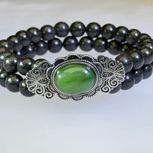 Load image into Gallery viewer, Green Nephrite Ebony Beaded Bracelet 和田玉碧玉黑檀木手串
