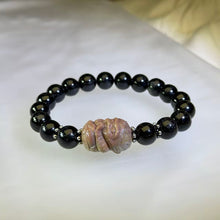 Load image into Gallery viewer, Black Tourmaline Beaded Mongolian Jasper Sun Wukong Bracelet 黑碧玺阿拉善玛瑙孙悟空手串
