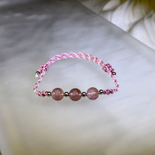 Load image into Gallery viewer, Red Strawberry Quartz Adjustable Handwoven Bracelet 红色草莓晶可调节手编手链
