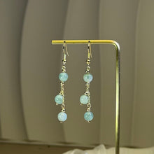Load image into Gallery viewer, Green Jade Drop Earrings 油青翡翠耳坠
