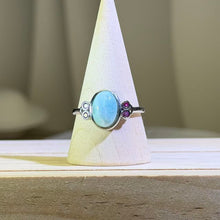 Load image into Gallery viewer, Larimar Adjustable Ring 海纹石镶嵌活口戒指
