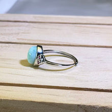 Load image into Gallery viewer, Larimar Adjustable Ring 海纹石镶嵌活口戒指
