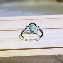 Load image into Gallery viewer, Larimar Adjustable Ring 海纹石镶嵌活口戒指
