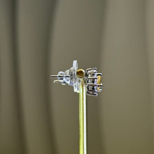 Load image into Gallery viewer, Citrine Silver Stud Earrings 黄水晶镶嵌银耳钉
