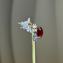 Load image into Gallery viewer, Orange Spessartine Garnet Silver Stud Earrings 橙红石榴石镶嵌银耳钉
