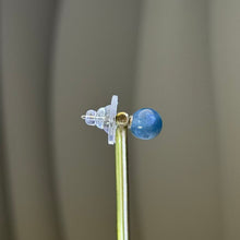 Load image into Gallery viewer, Blue Jade Silver Stud Earrings 蓝水翡翠镶嵌银耳钉
