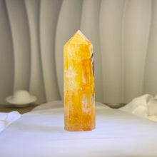 Load image into Gallery viewer, Yellow Hematoid Quartz Pointed Tower 黄胶花水晶单尖六棱柱
